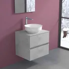 Mobile Bagno Sospeso con Lavabo da Appoggio Rotondo, Design Moderno - Dumbo Viadurini