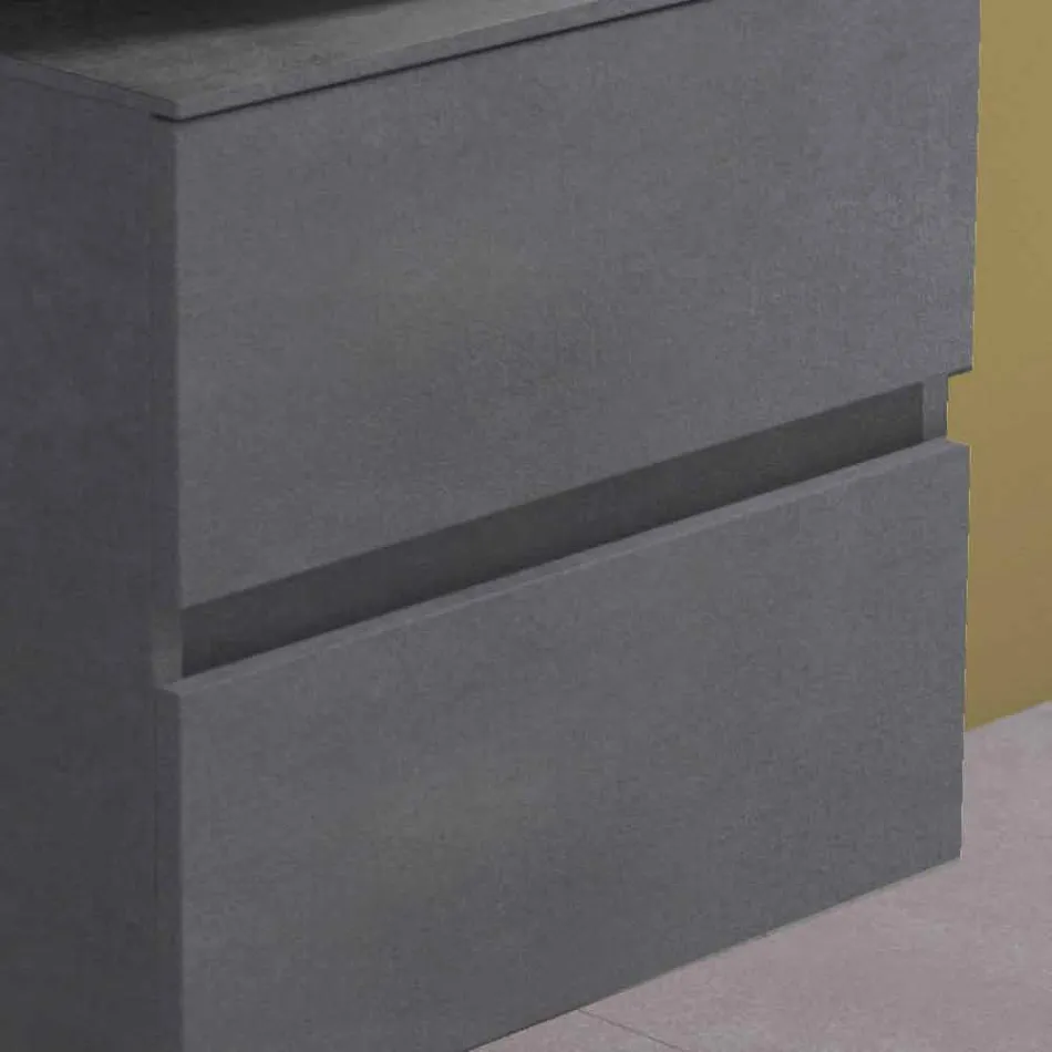Mobile Bagno Sospeso con Lavabo da Appoggio Rotondo, Design Moderno - Dumbo Viadurini