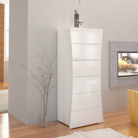Mobile Cassettiera Alta Bianca 6 Cassetti in Legno Sostenibile - Sabine Viadurini