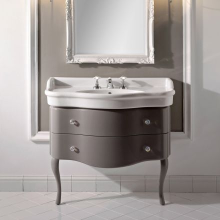 Mobile con Due Cassetti Laccato Lucido e Lavabo Made in Italy - Candy Viadurini
