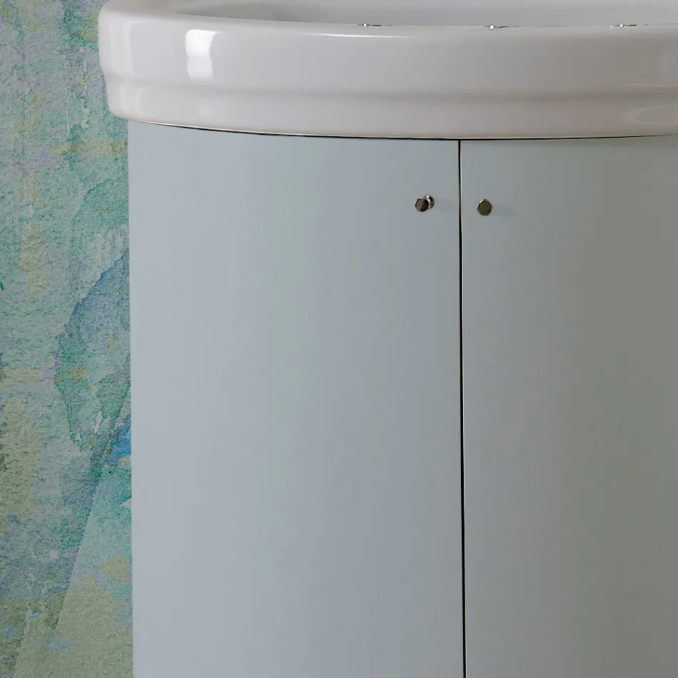 Mobile con Lavabo in Ceramica e 2 Ante Color Celeste - Candy Viadurini