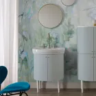 Mobile con Lavabo in Ceramica e 2 Ante Color Celeste - Candy Viadurini