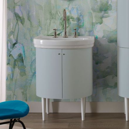 Mobile con Lavabo in Ceramica e 2 Ante Color Celeste - Candy Viadurini