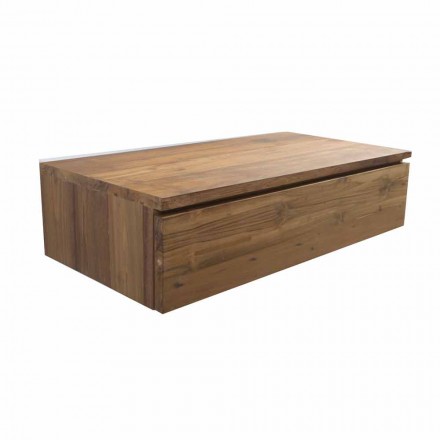 Mobile Consolle Bagno Sospeso con Struttura in Teak Naturale - Rodolfo Viadurini