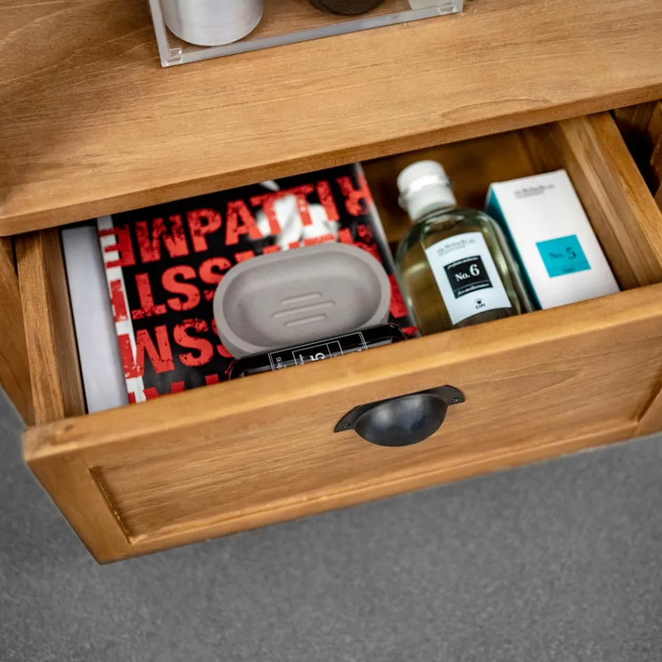Mobile da Bagno da Terra Realizzato in Teak con Due Cassetti - Frangipani  Viadurini