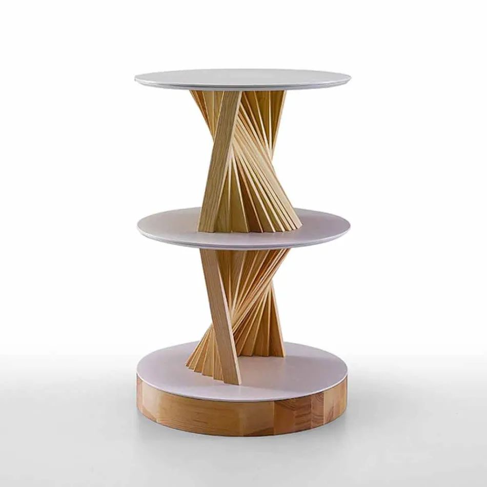 Mobile di Design in Legno con Ripiani Rotondi in Gres Made in Italy - Aspide Viadurini