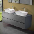 Mobile per Bagno a Sospensione con Doppio Lavabo da Appoggio - Mandrillo