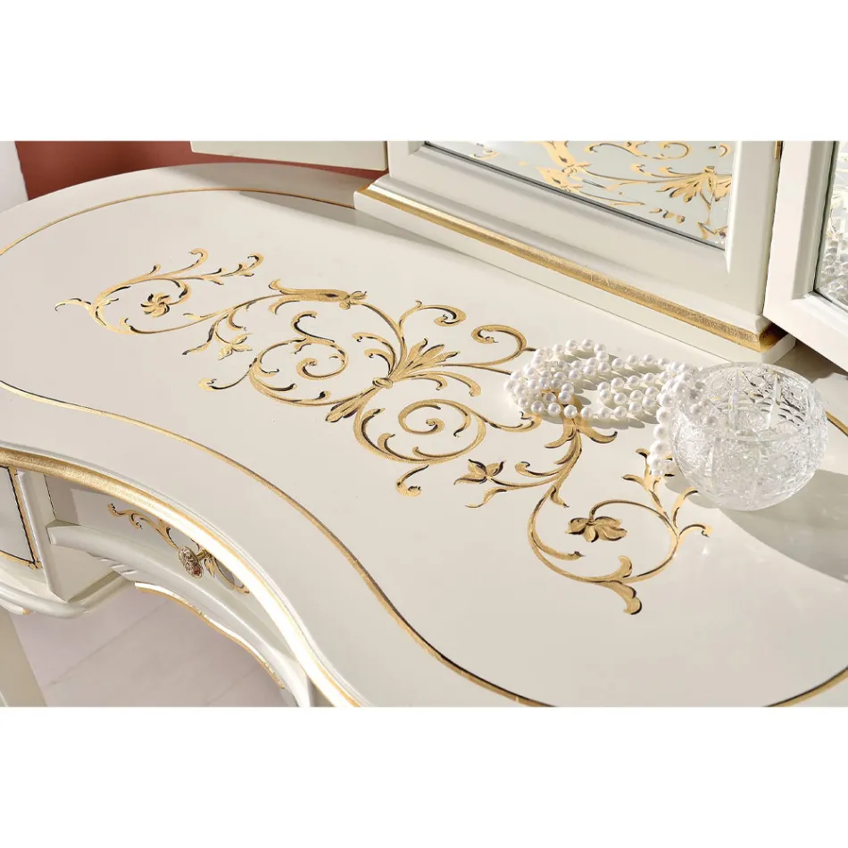 Mobile Pettiniera in Legno con Cassetti e Specchio Made in Italy - Luxury Viadurini