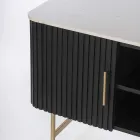 Mobile Porta Tv con Piano in Marmo e Struttura in Legno di Mango - Pescatore Viadurini