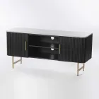 Mobile Porta Tv con Piano in Marmo e Struttura in Legno di Mango - Pescatore Viadurini