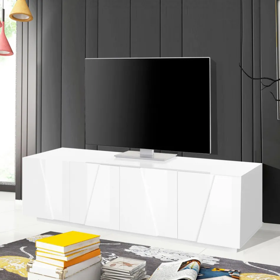 Mobile Porta Tv da Soggiorno con 4 Ante in Melaminico Made in Italy - Naditza Viadurini