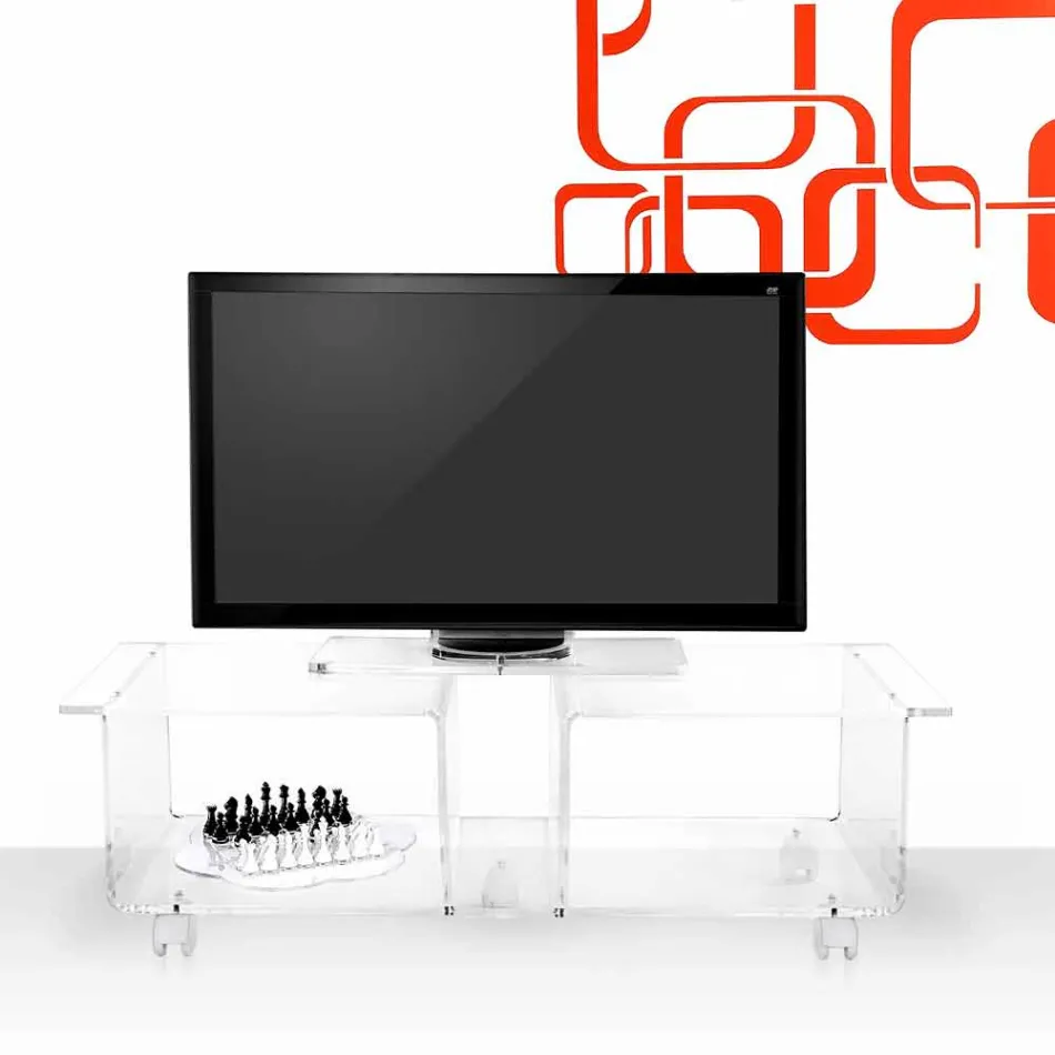 Mobile porta tv design moderno in plexiglass trasparente Mago Double Viadurini