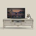 Mobile Porta Tv di Lusso Legno Bianco e Argento Made in Italy - Cheverny
