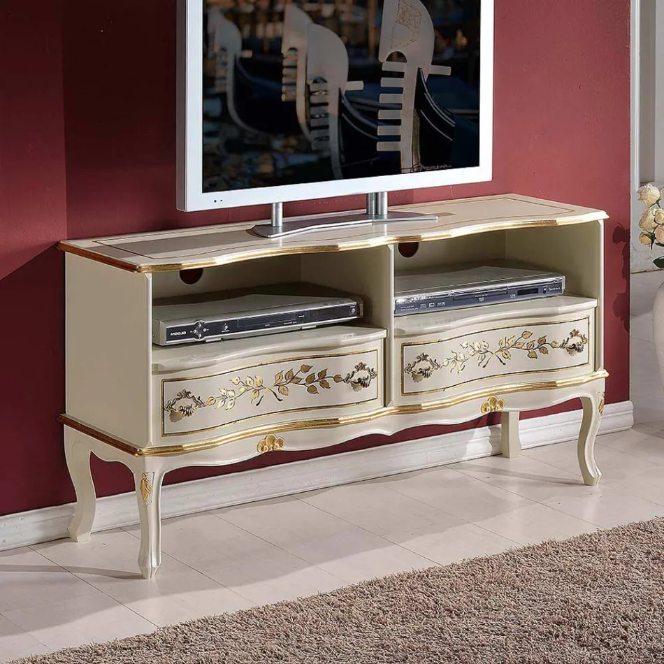 Mobile Porta Tv in Legno 2 Cassetti Stile Classico Made in Italy - Prince Viadurini