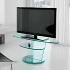 Mobile Porta Tv in Vetro con Base Rotante e Ripiano 2 Dimensioni - Salemme Viadurini