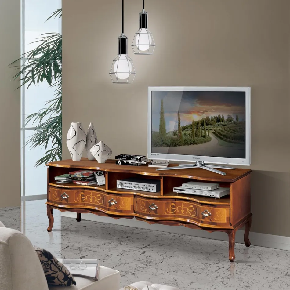 Mobile Porta Tv Legno Classico con Vani e Cassetti Made in Italy - Prince Viadurini