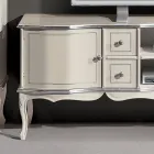 Mobile Salotto Porta Tv Legno Bianco e Argento Made in Italy - Windsor Viadurini