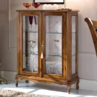 Mobile Vetrina da Soggiorno in Legno Noce Bassano  Made in Italy - Ronald Viadurini