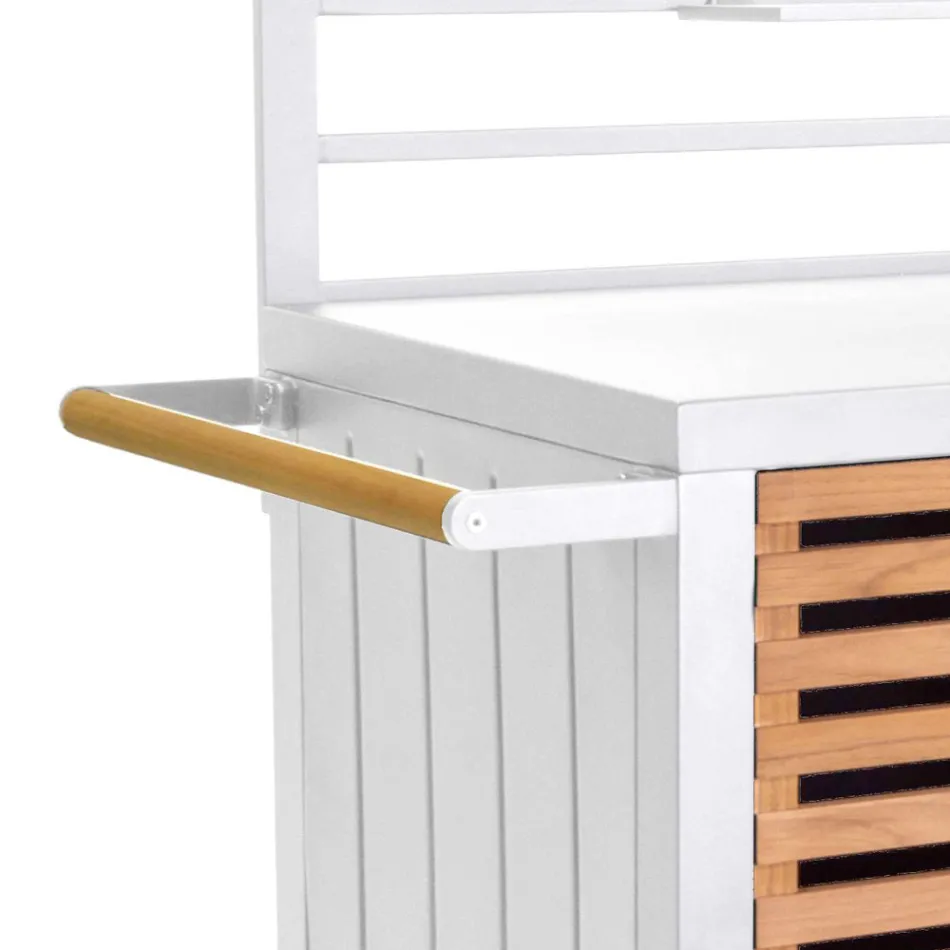 Mobiletto da Giardino Realizzato in Alluminio e Teak del Brasile - Diario Viadurini