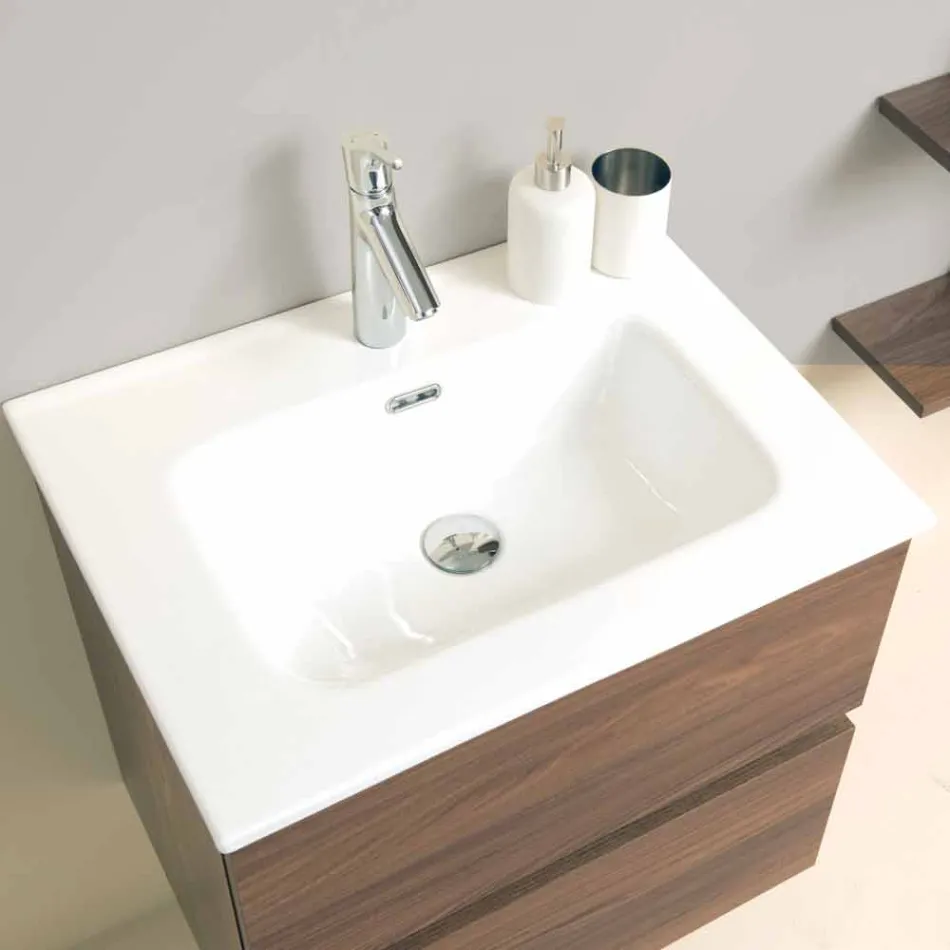 Mobili Bagno Sospesi di Design in Melaminico Olmo Noce – Becky Viadurini