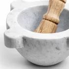 Mortaio in Marmo Bianco di Carrara con Pestello in Legno Made in Italy - Winda Viadurini