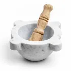 Mortaio in Marmo Bianco di Carrara con Pestello in Legno Made in Italy - Winda Viadurini