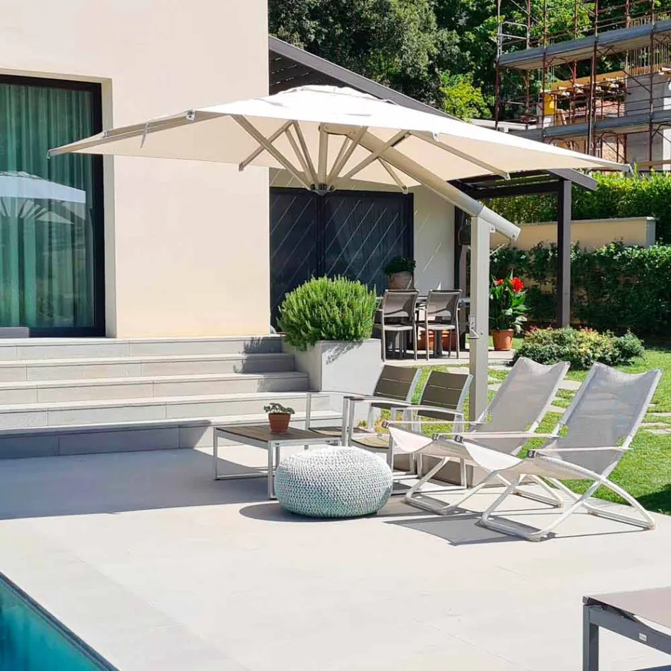 Ombrellone in Alluminio a Braccio Bianco o Antracite 350x350 cm - Lapillo Viadurini