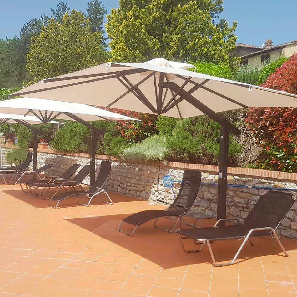 Ombrellone in Alluminio a Braccio Bianco o Antracite 350x350 cm - Lapillo Viadurini