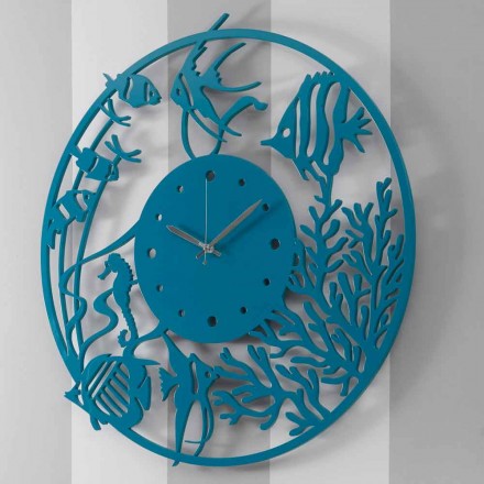Orologio a Muro in Legno Design Grande Moderno Colorato Tondo - Infondoalmar Viadurini
