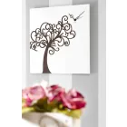 Orologio a Parete Design in Legno Quadrato Bianco con Albero - Alberoeden Viadurini