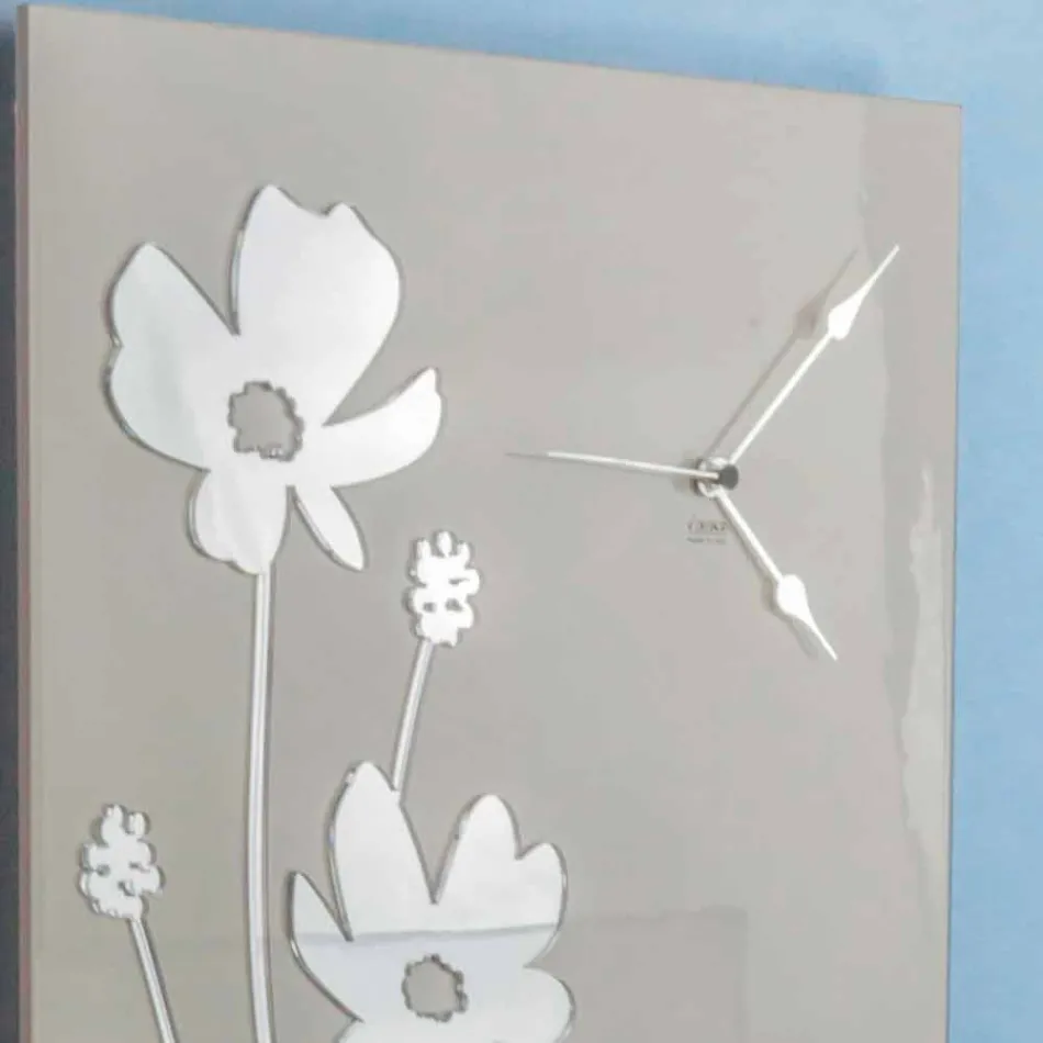 Orologio a Parete Design Marrone in Legno e Plexiglass Rettangolare - Silene Viadurini