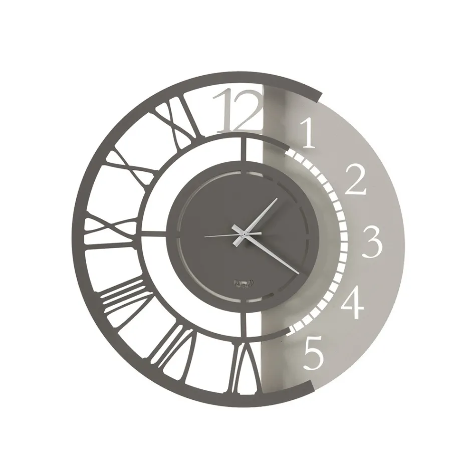 Orologio a Parete in Ferro Design Tondo Moderno Doppia Numerazione - Kassio Viadurini