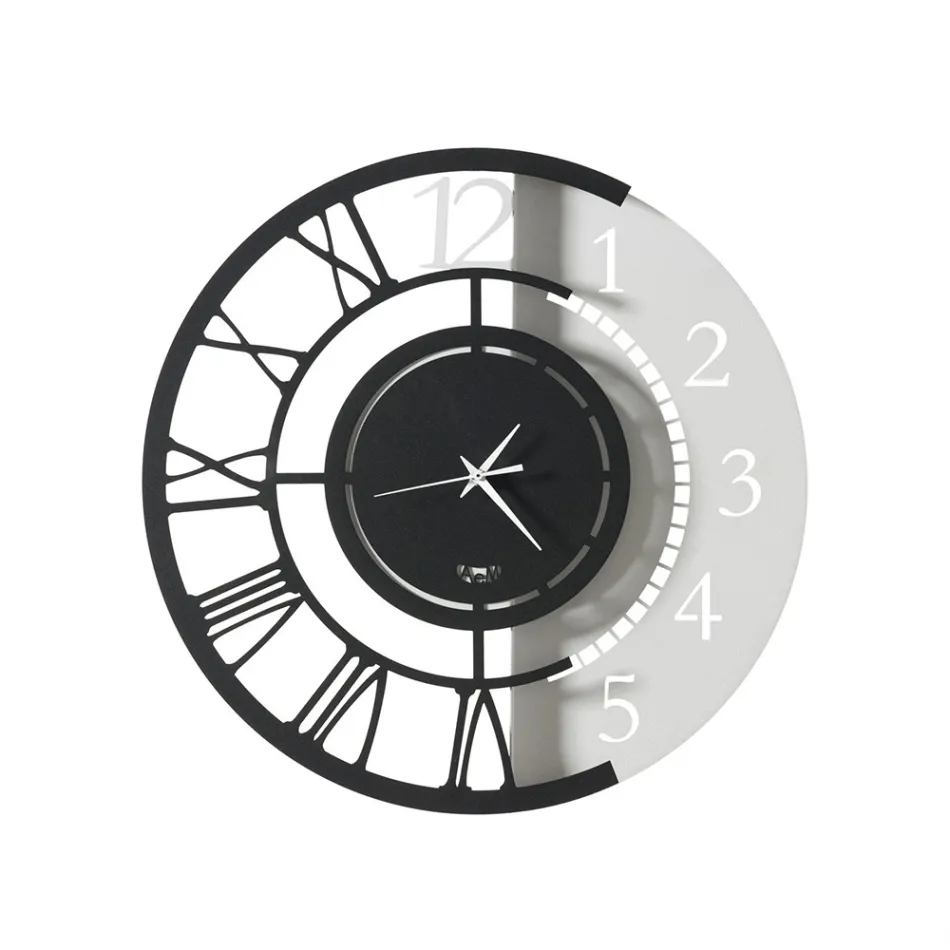 Orologio a Parete in Ferro Design Tondo Moderno Doppia Numerazione - Kassio Viadurini