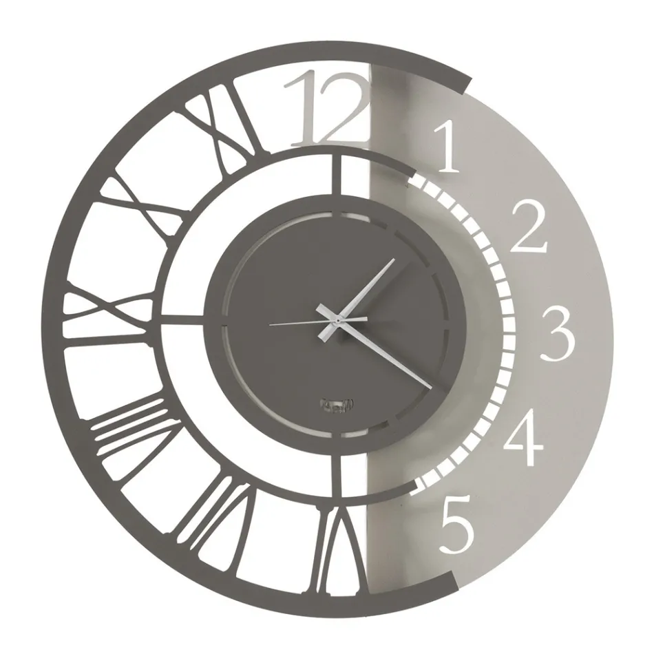 Orologio a Parete in Ferro Design Tondo Moderno Doppia Numerazione - Kassio Viadurini