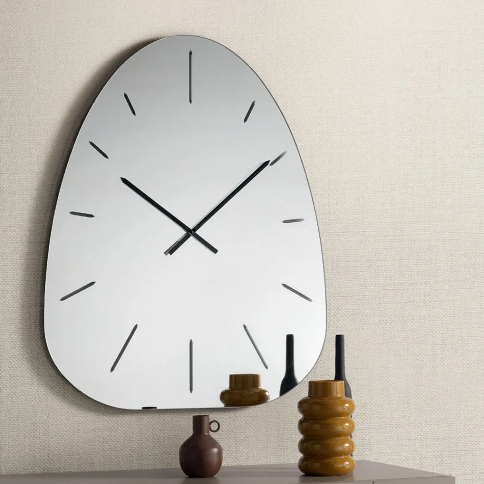 Orologio a Parete in Vetro Specchiato con Numeri Incisi a Laser - Claudia Viadurini