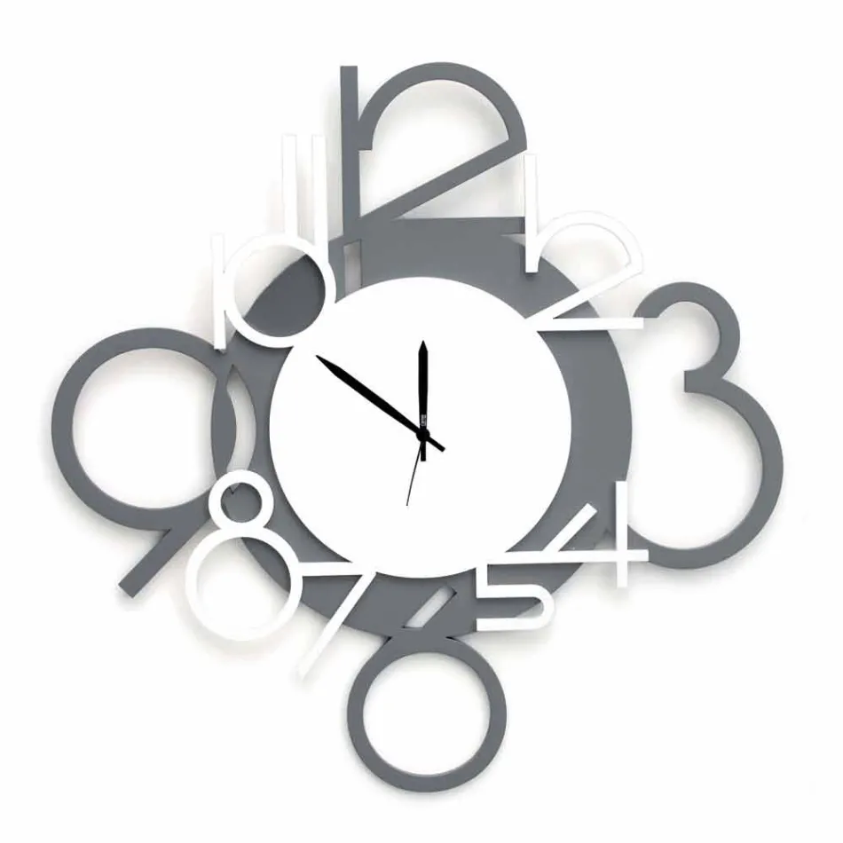 Orologio da Muro Grande e Moderno di Design in Legno Bianco e Grigio - Cifro Viadurini