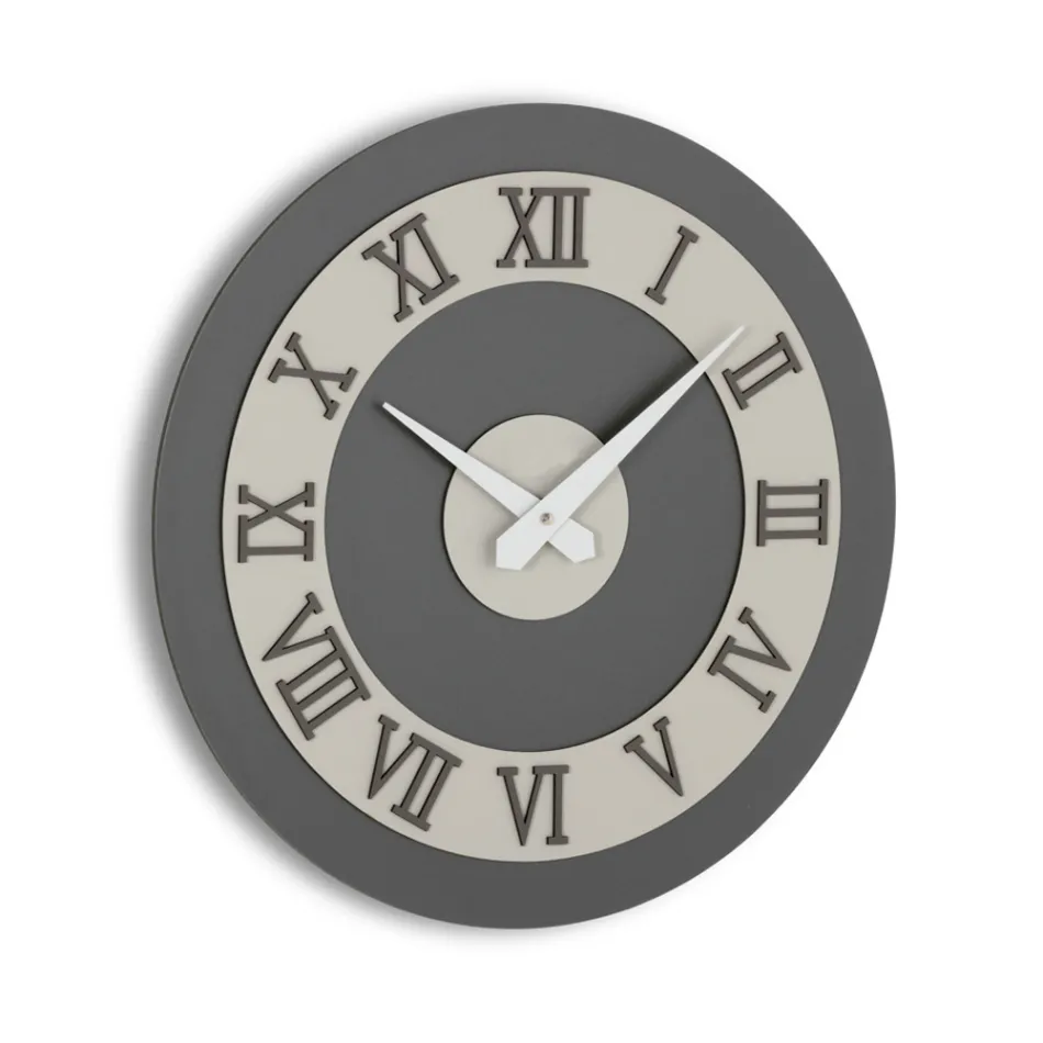 Orologio da Muro in MDF e Numeri Romani in Rilievo in Lino - Cronoforma Viadurini