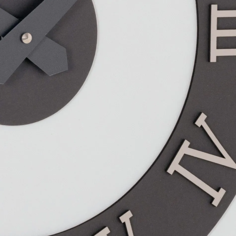 Orologio da Muro in MDF e Numeri Romani in Rilievo in Lino - Cronoforma Viadurini
