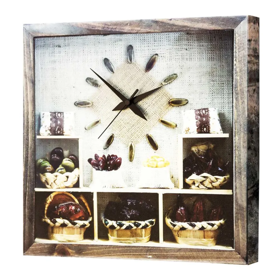 Orologio da muro su tela con telaio in legno di abete Stanley Viadurini