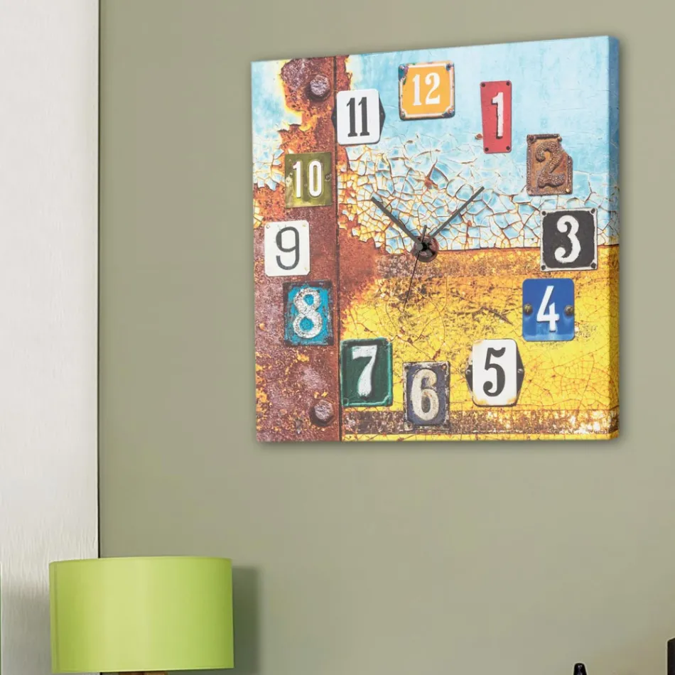 Orologio da parete 50x50 cm  finitura ruggine Jerry Viadurini