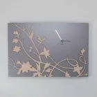 Orologio da Parete Design Rettangolare Moderno Grigio in Legno Decorato - Gallio Viadurini
