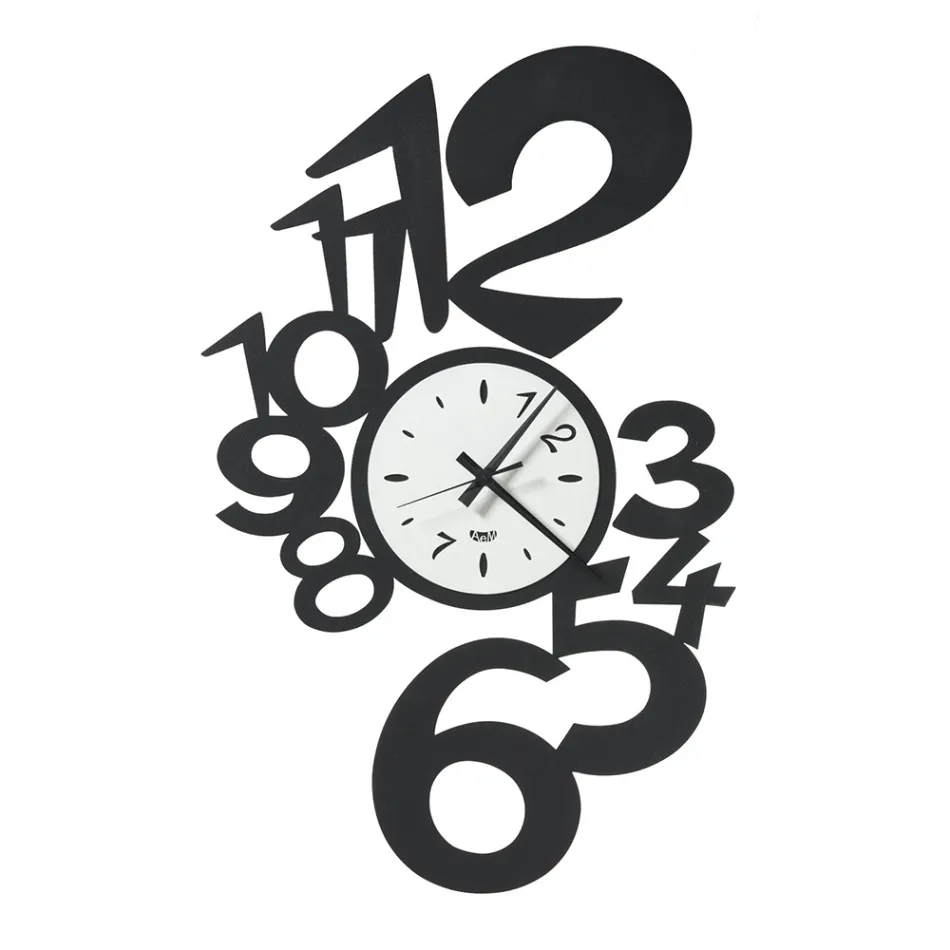 Orologio da Parete in Ferro Design Grande con Numeri Esterni - Acquarius Viadurini