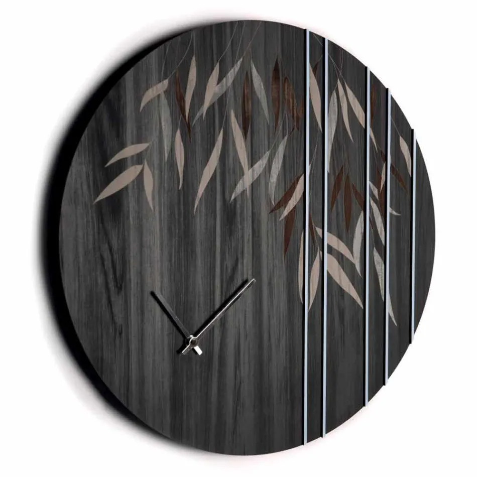 Orologio da Parete in Legno Rovere o Lavagna Inciso a Laser Design Tondo - Kanno Viadurini
