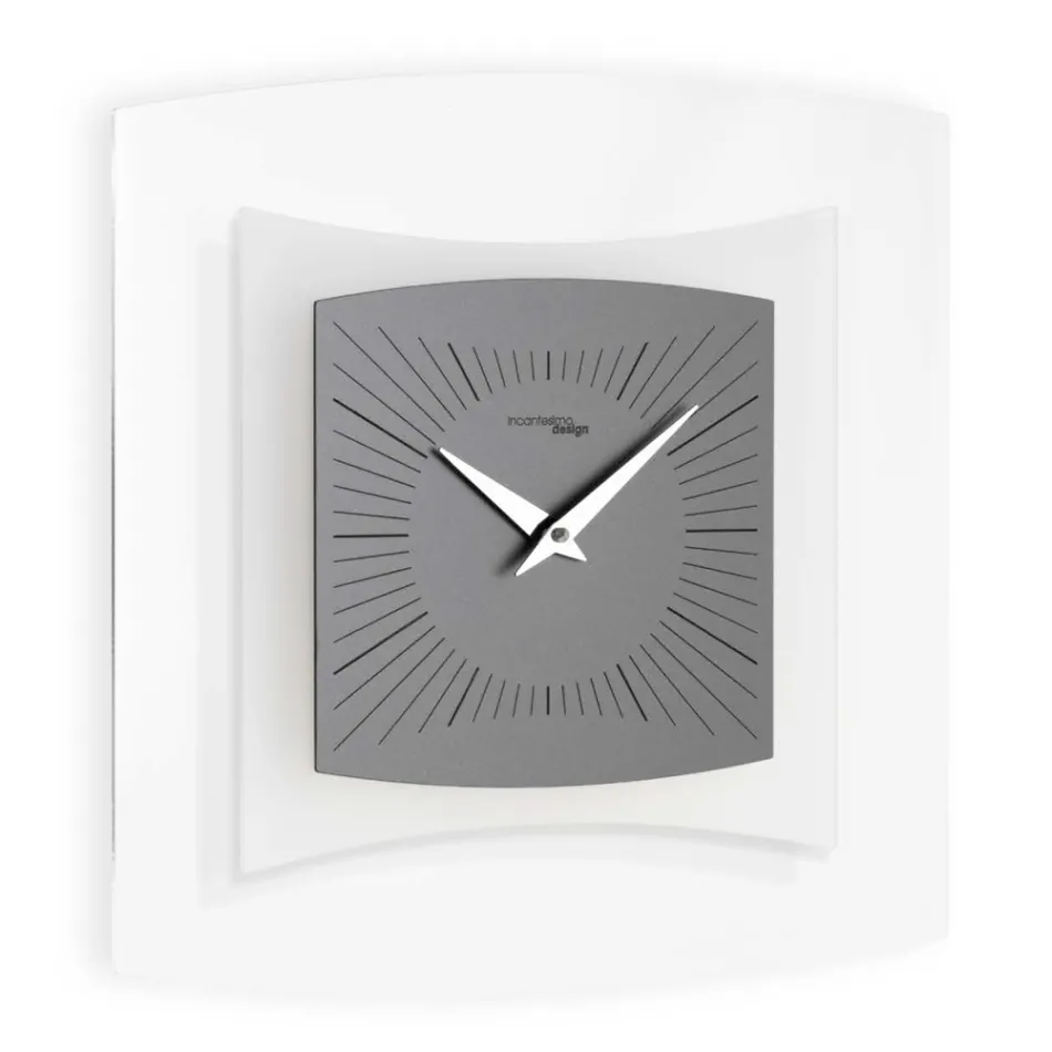 Orologio da Parete in Metacrilato Trasparente e Bisatinato Made in Italy - Glad Viadurini