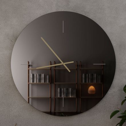 Orologio da Parete in Vetro con Lancette in Ottone Satinato - Radia Viadurini