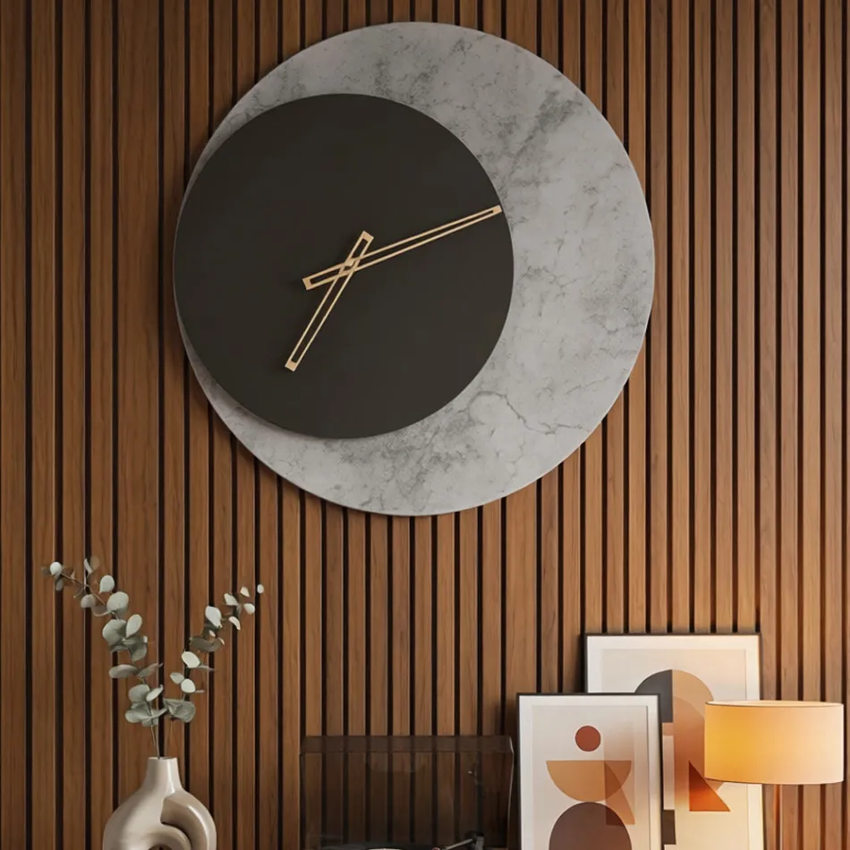 Orologio da Parete Rotondo in Metacrilato Stampato Made in Italy - Elara Viadurini