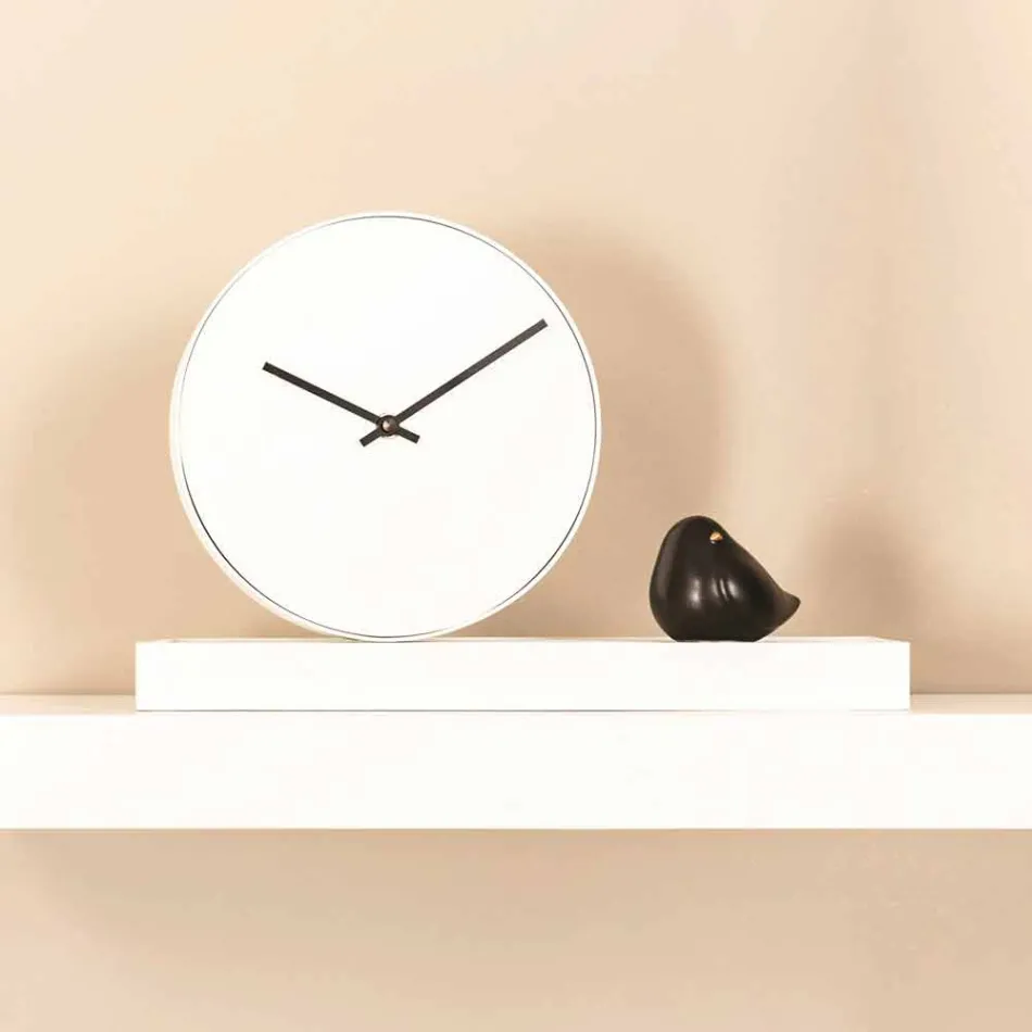Orologio da Tavolo Girevole con Specchio in Acciaio Made in Italy - Benemerito Viadurini