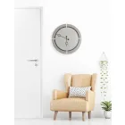 Orologio Grande da Parete Design Tondo Moderno in Legno Marrone e Beige - Osvego Viadurini
