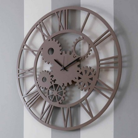Orologio in Legno a Parete Grande e Rotondo di Design Shabby Colorato - Meccanio Viadurini