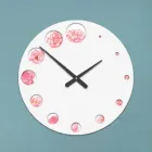 Orologio in Legno con Stampa di Fiore Camelia Made in Italy - India Viadurini